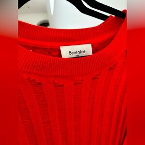 Berenice Red Ribbed Sweater